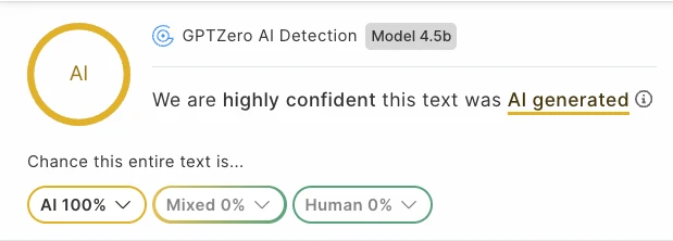 ChatGPT detected by GPTZero
