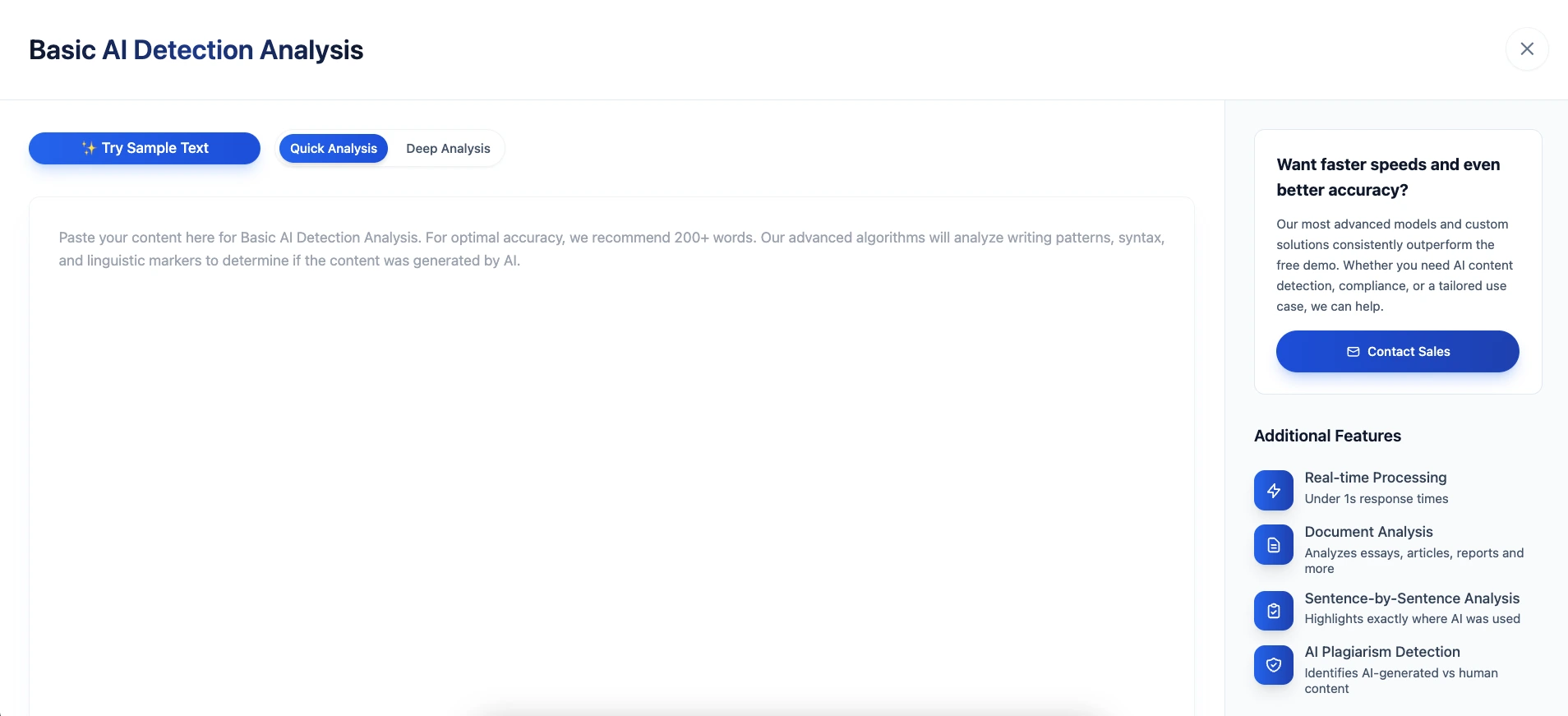 TruthScan detector interface