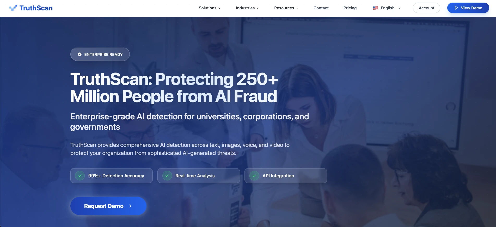 TruthScan homepage screenshot
