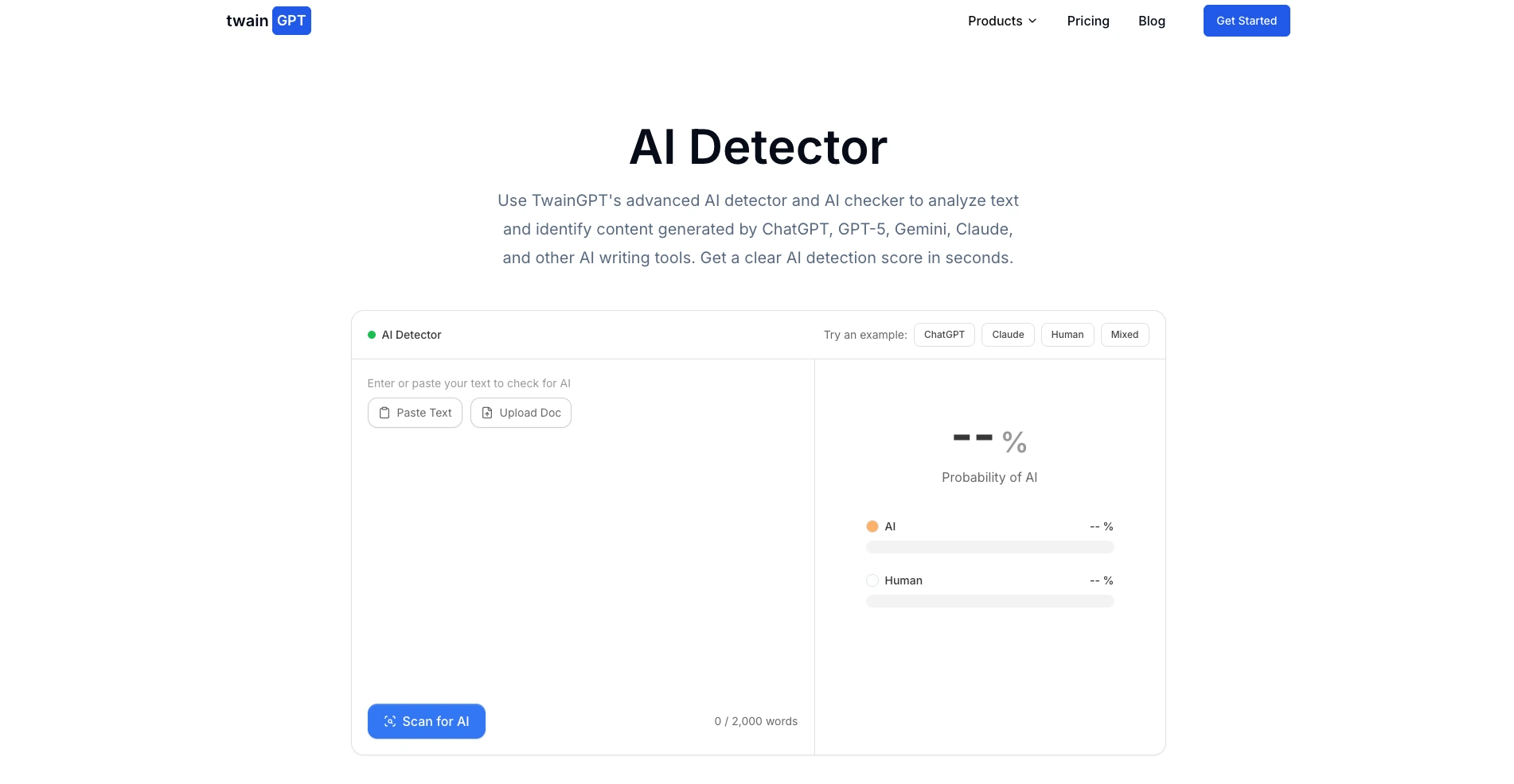 TwainGPT AI detector